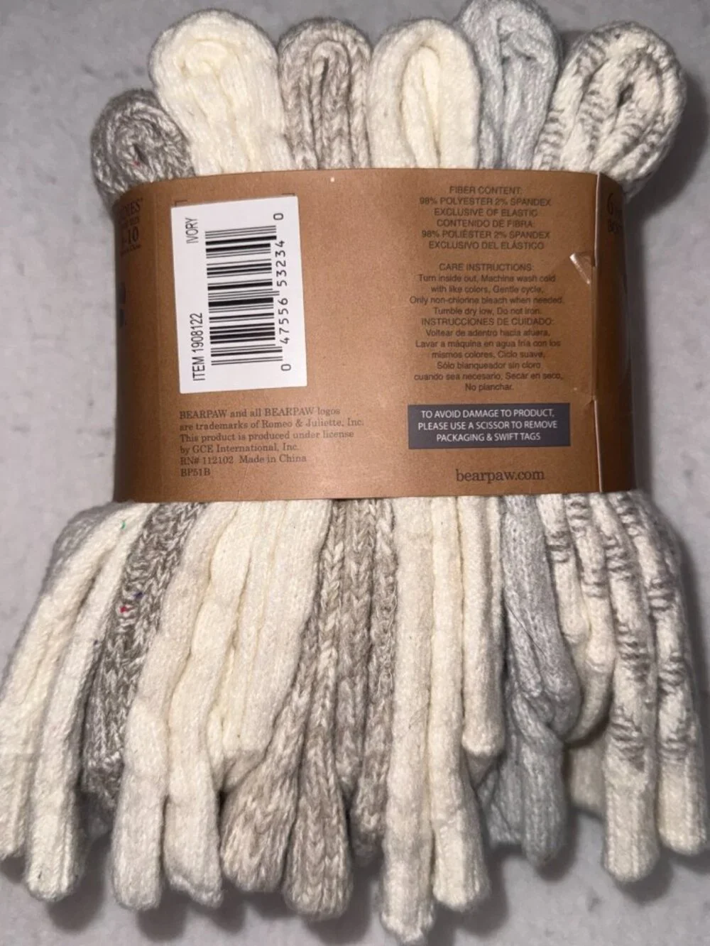 BEARPAW Womens Knit Boot Socks Cozy Comfort Crew 6 Pair Set Winter Warm NWT